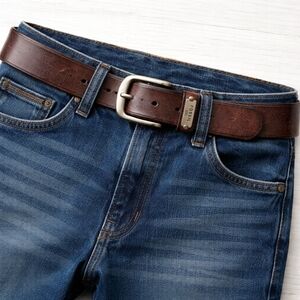 Fossil Brown Genuine Leather Belt Large Removable Buckle Distressed